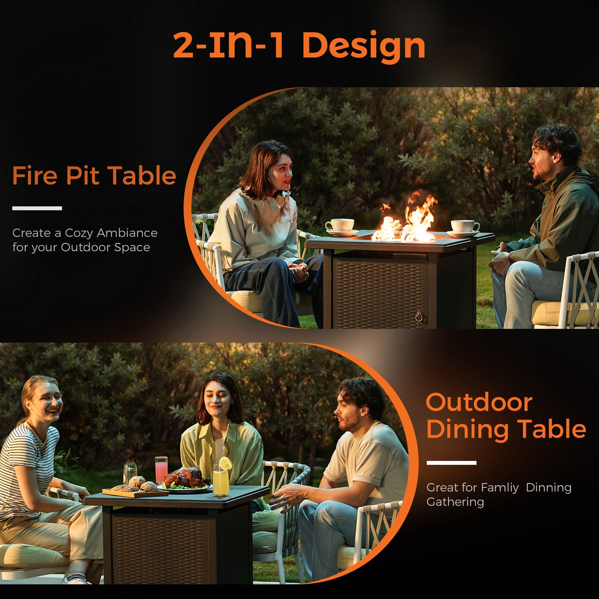 BALI OUTDOORS Propane Gas Fire Pit Table with Lid for Outside Backyard, Patio 50000 BTU 28 inch