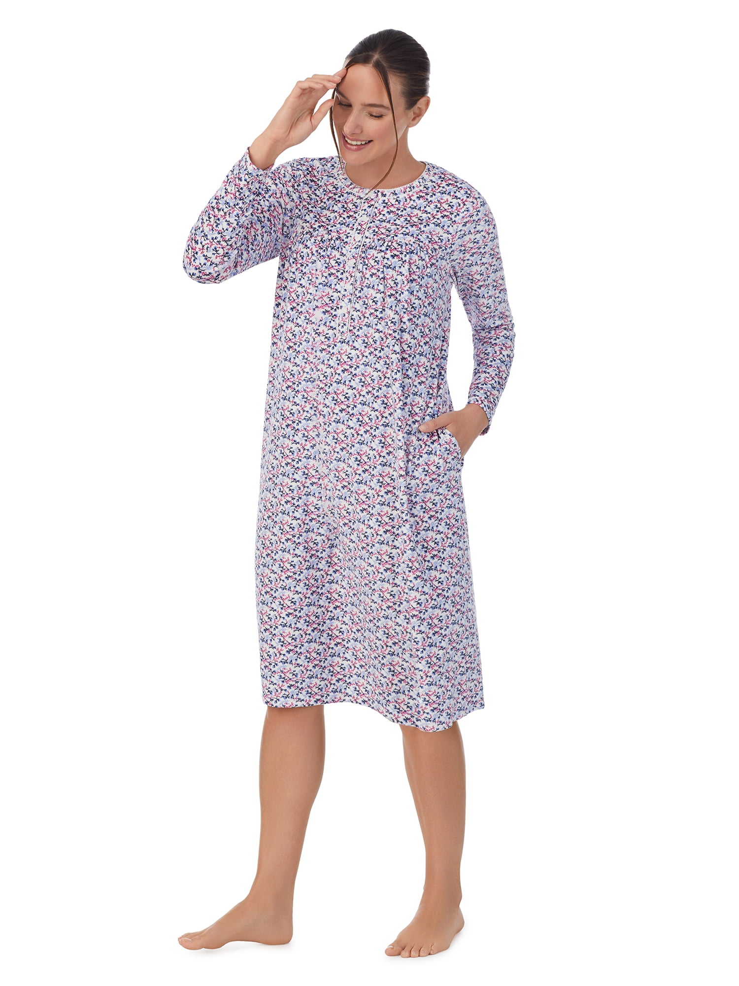 Aria Women's Knit Velour Long Sleeve Ballet Nightgown, Sizes S to 5X