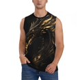 thumbnail image 2 of Fotbe Men's Black And Gold Fire Dragon Print Men's Sleeveless Muscle Tank Tops Casual T-Shirts for Gym Workout Beach-Medium, 2 of 8