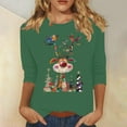 thumbnail image 2 of LbsKUS Clearance Sale,Christmas Tops for Women Cute Xmas Deer Bird Graphic Shirts Xmas Tree Tees Xmas Gifts Tops 3/4 Length Sleeve Casual T Shirts Loose Vacation Tunics Top(Green,M), 2 of 4