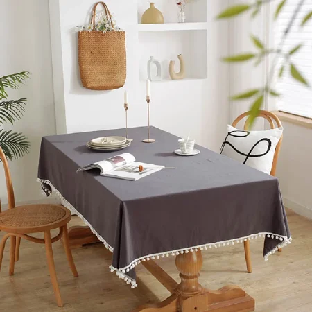 

Rectangular Tablecloth Yellow Cotton and Linen Tablecloth Cushion Coffee Table Tablecloth Wedding Party Decoration Gray