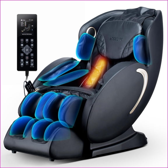 Massage Recliner, Bosscare 3D Zero Gravity Shiatsu Chair with Voice & APP Control | Black | Faux Leather
