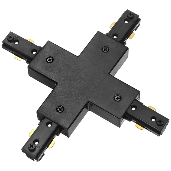 Uxcell H Track X Connector, Single Circuit H Type 3-Wire-1 Rail 110-220V for Track Lighting System[Black]