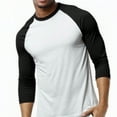 thumbnail image 5 of Men's 3/4 Sleeve Crew Neck Baseball Shirt, Casual Dynamic Cotton Raglan T Shirts, Black/White L, 1 Pack, 5 of 7