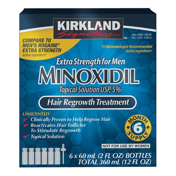 Kirkland Signature Extra Strength 5% Solution Loss & Treatment for Men, 2 fl oz, 6 Piece Walmart.com