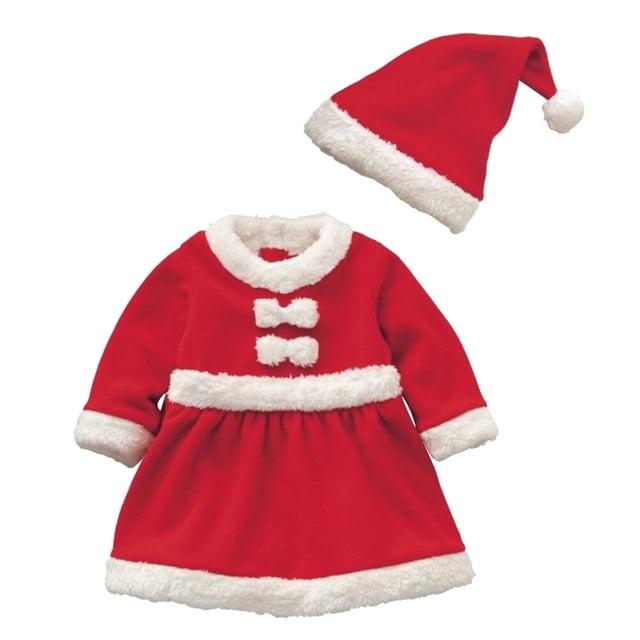 FELTECHELECTR Conjunto de disfraz navideño para niña, disfraz de Papá Noel para festival, disfraz de cosplay para niña, talla 80 cm (rojo)
