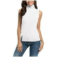 thumbnail image 1 of Womens Mock Neck Sleeveless Tops Summer Fitted Tank Tops Sleeveless Shirts Basic Tops with Slit Hem, 1 of 6
