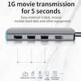 thumbnail image 2 of Multifunction 6 in 1 Type C to HDMI HUB USB3.1 Adapter Video Converter with Indicator Space gray, 2 of 5