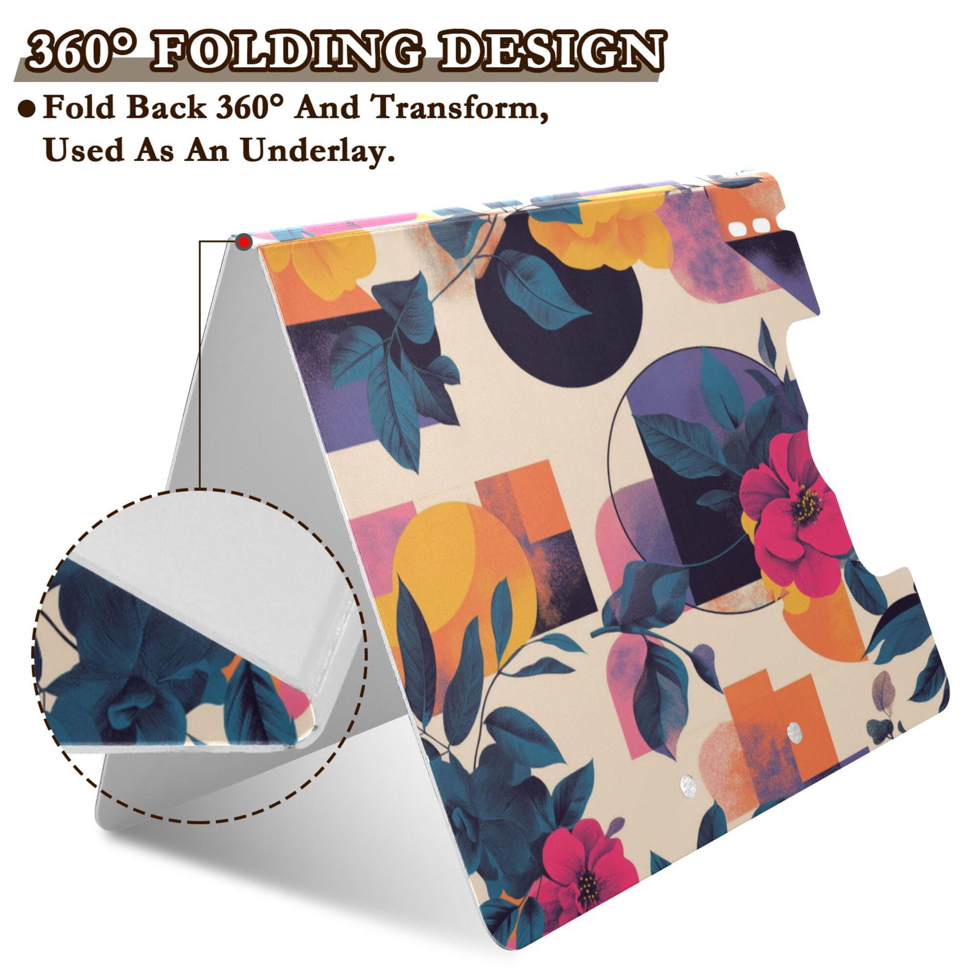 FORMRS A4 Clipboard Folder with Pen Holder Horizontal Foldable School Office Binder, Flowers Pattern Style
