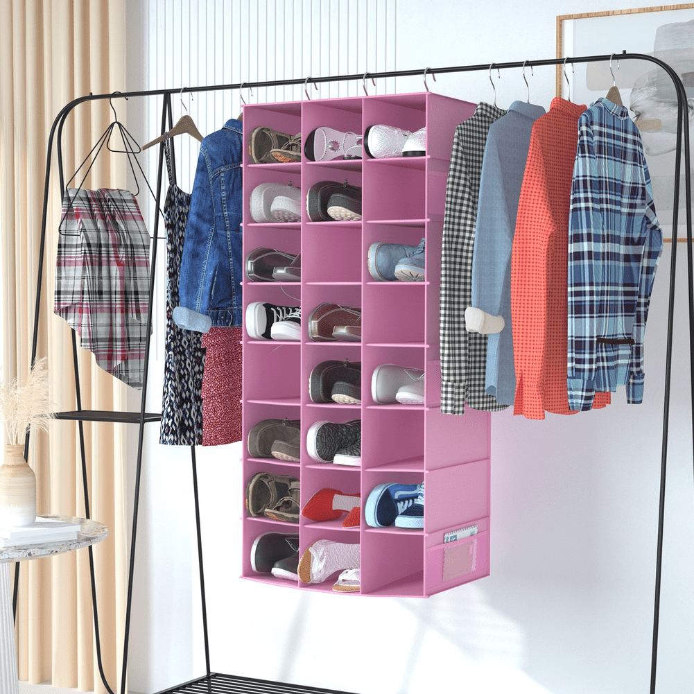 coastal rose Hanging Shoe Organizer for Closet, 24 Sections Shoe Holder Hanger Rack, Space-saving Shoe Organizers and Storage