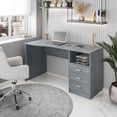 thumbnail image 2 of Techni Mobili Classic Computer Desk with Drawers, Gray, 2 of 12