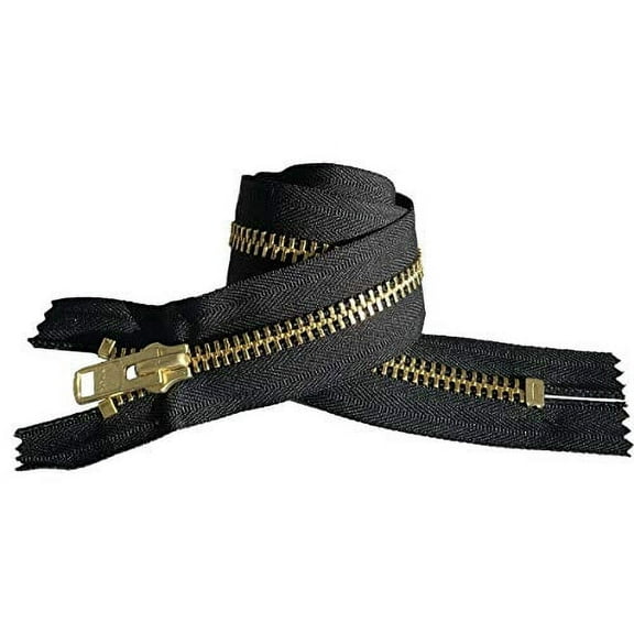 YKK #10 Extra Heavy Duty Black Brass Closed Bottom Zipper - Choose Your Length - Color Black - Made in The United States (1 Zipper Per Pack) (27" Inches)