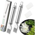 thumbnail image 1 of SAHENITEANA Couteau à Râper en Soie, Couteau à Oignon Vert Haché en Acier Inoxydable, Couteau à Légumes, Couteau de Cuisine à Râper, Coupe-Oignon à Échalote (2 Pcs), 1 of 7