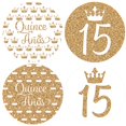 thumbnail image 1 of Pegatinas para regalos de fiesta de Quinceañera - 1,75 pulgadas - 40 etiquetas (blanco y dorado), 1 of 5