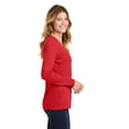 thumbnail image 3 of Port & Company Ladies Long Sleeve Fan Favorite V Neck Tee-L (Bright Red), 3 of 6