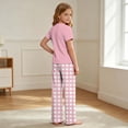 thumbnail image 6 of LEKWK Boys Girls 2 Piece Pajama Set Short Sleeve T-Shirts and Plaid Pants Kids Comfy Lounge Tracksuits Summer Fashion Home Sleepwear 2-14Y, 6 of 9