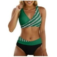 thumbnail image 1 of Huesdet Women's Two Piece Bikini Swimsuit Sexy Ribbed Triangle Top Bathing Suits String Cheeky Bikini Sets(AG,XXL), 1 of 9