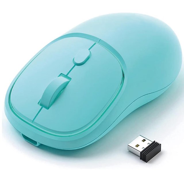 Ratón inalámbrico recargable azul, ratón silencioso para computadora, ratón inalámbrico estable de 2,4 g con luz LED, ratón portátil tipo C con puerto para Windows, Mac, C