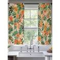 thumbnail image 3 of Orange Green Palm Leaves Semi Sheer Curtains 63 Inch Length 2 Panels Set, Summer Tropical Floral Sheer Kitchen Curtain Privacy Voile Window Curtain for Living Room Bedroom Rod Pocket Drapes, 3 of 7