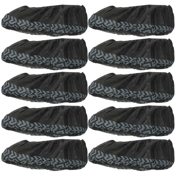 DECOMELODY 100Pcs Nonslip Shoe Covers Disposable Non-Woven Fabric for Home and Travel Black Full Coverage