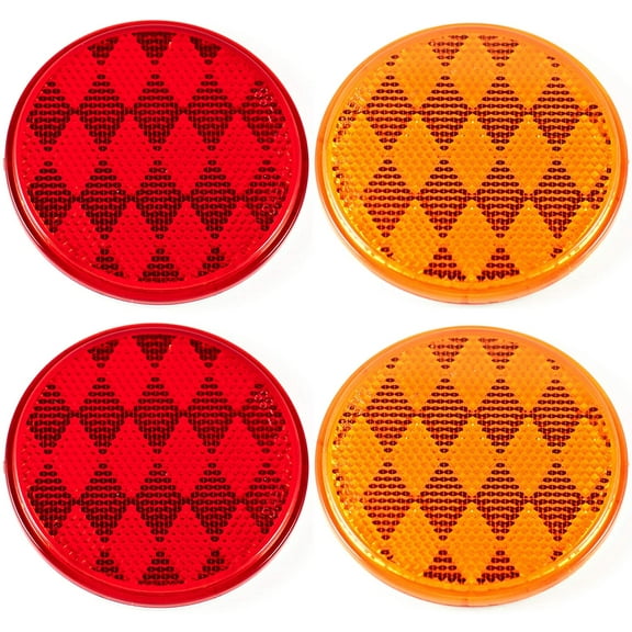 3" Inch Round Reflector Bike,Trailer, Truck, Boat, Mailbox Qty 4 (2 Red/2 Amber)