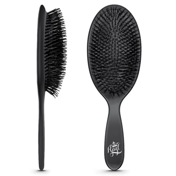 RPZL Cepillo de cerdas de jabalí - Herramienta de peinado con cerdas y nailon acolchado para alisar, pulir y extender el cabello - Adecuado para todo tipo de cabello húmedo o seco