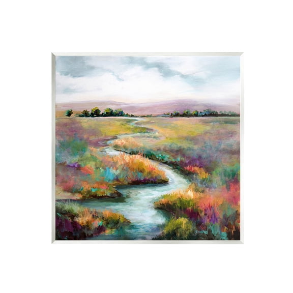 Vivid River Flowing Rural Vegetation Landscape Painting Unframed Art Print Wall Art