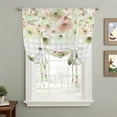 thumbnail image 2 of Green Floral Balloon Curtains for Living Room/French Door, Spring Flowers Botanical Gray and White Plaid Tie Up Curtains 63 Inch Length Energy Saving Kitchen Curtains Shades for Windows 42"x63", 2 of 8
