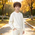 thumbnail image 2 of SJLDQY Boys' Sweatshirts Casual Long Sleeve Crewneck Pullover Tops Fall Winter Outfits Solid Color Sweatshirt, 2 of 9