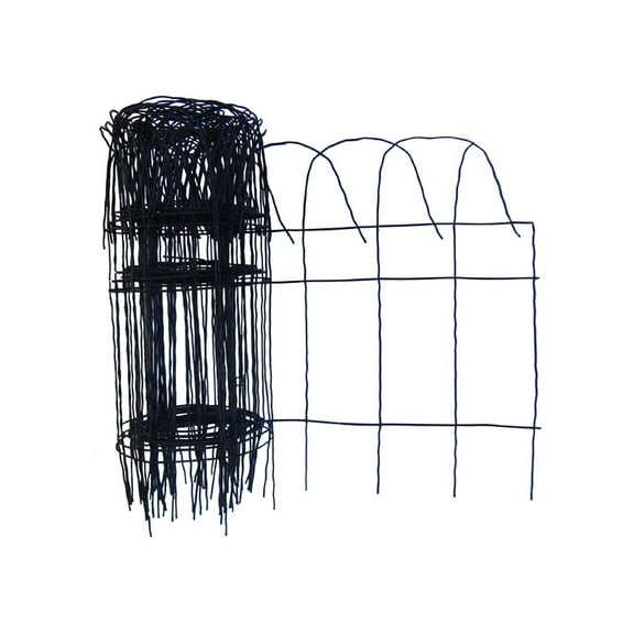 Black Garden Border Edging Folding Fence Roll 14 inches by 20 feet Scroll Top Rolled Yard Fencing Garden Fence, Metal Wire Garden Fence for Outdoor Yard Landscape Patio,Flower Bed Edging