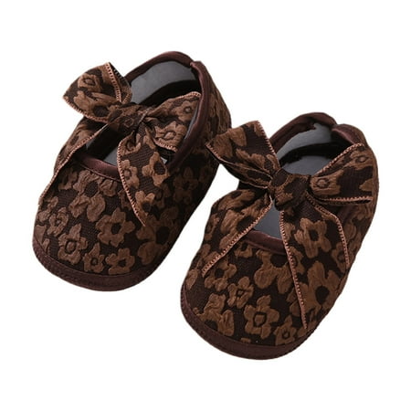 Loliuicca Baby Girl Floral Bow Flats Soft Soles Elegant Princess Dress Shoes
