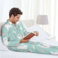 thumbnail image 4 of Mens Pajamas Set, Cartoon Cute Alpaca Rainbow Cactus Button Down Long Sleeve Loungewear Sleepwear Pjs sets for Men, 4 of 5