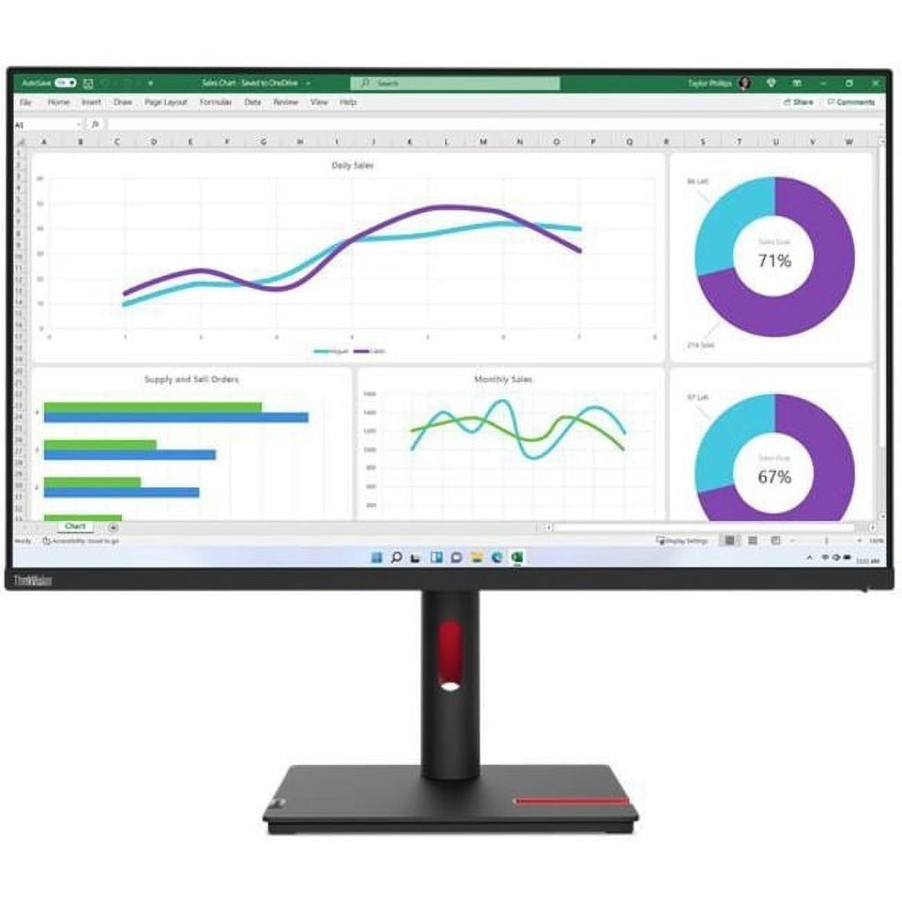 Lenovo ThinkVision T32h-30 32" Class WQHD LED Monitor - 16:9 - 31.5" Viewable - In-plane Switching (IPS) Technology - WLED Backlight - 2560 x 1440 - 1.07 Billion Colors - 350 Nit - 4 ms - 60 Hz Ref...