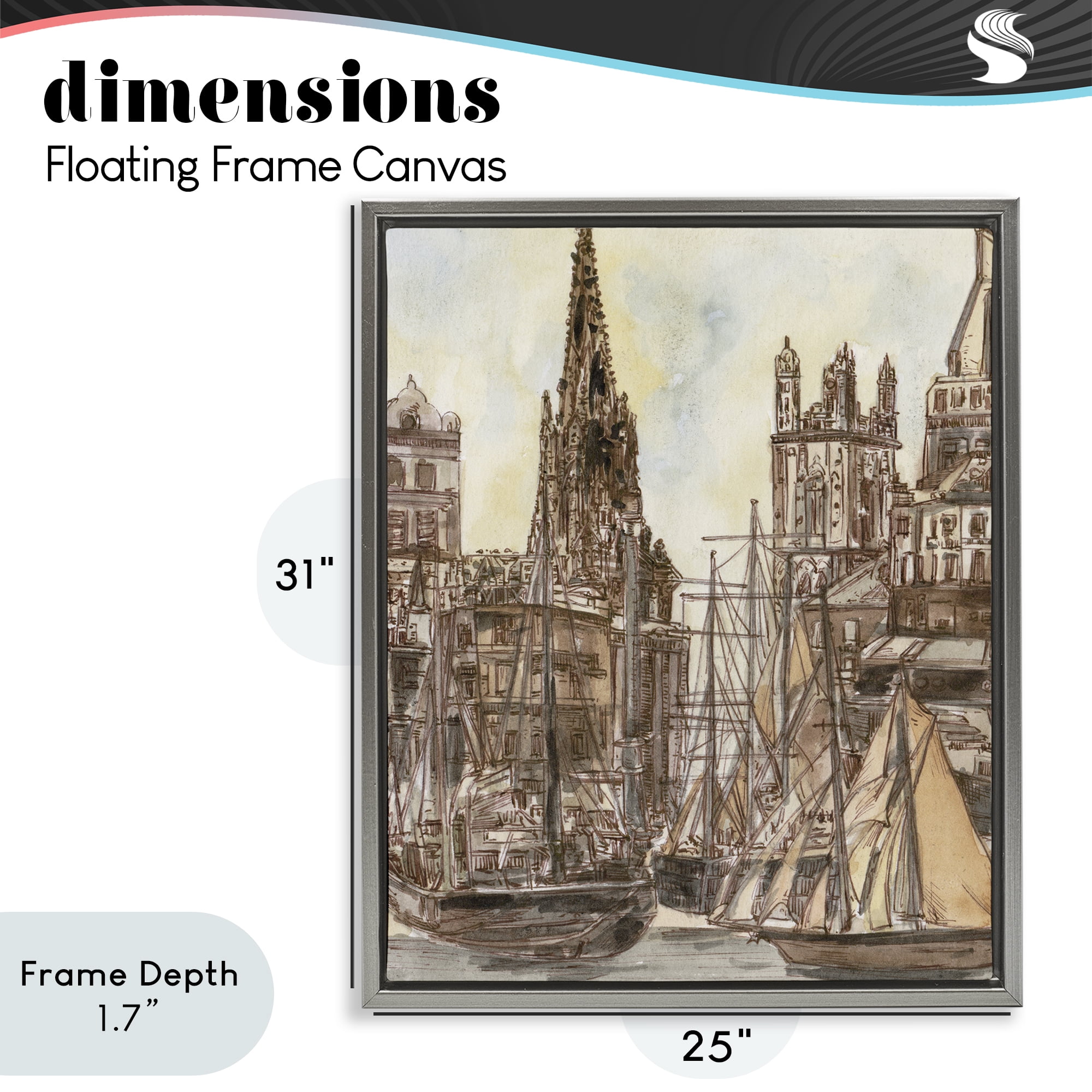 Stupell Industries Salted Remnants Harbor Gray Framed Floater Canvas Wall Art, design by Melissa Wang