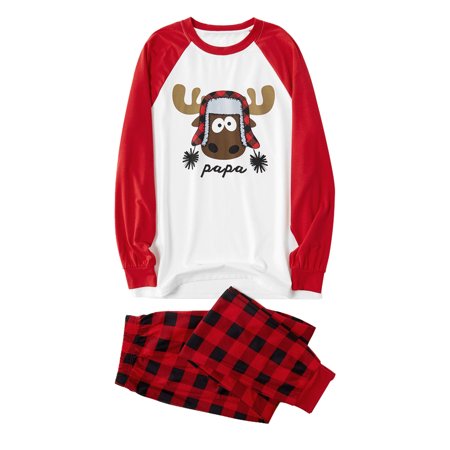 Family Matching Casual Christmas Tracksuit Elastic Waist Plaid
