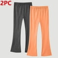 thumbnail image 2 of AHTJRT 2 Pack Flare Pants for Girls Elastic High Waisted Bootcut Leggings Lounge Workout Dance Yoga Bell Bottoms Coffee 9-10 Years, 2 of 2