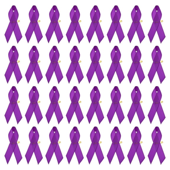 Uxcell 50 Pieces Purple Polyester Ribbon Satin Pins, Awareness Ribbon Satin with Safety Pins