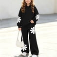 thumbnail image 4 of Nekdswn Girls 2 Piece Outfits Floral Print Hoodie and Straight Leg Pants Sports Sets for Kids Fall Fashion Fleece Lined Sweatsuits Size 2-16 Years, 4 of 7