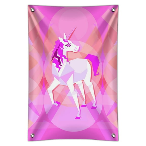 Geometric Pink Unicorn Fantasy Home Business Office Sign
