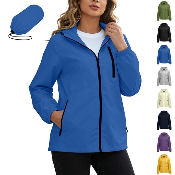 Xaqiouau Womens Lightweight Rain Jacket Waterproof Windbreaker Packable Hooded Outdoor Coat Casual Hiking Travel Jacket