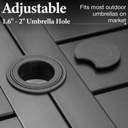 MF Studio 6-Person Outdoor Rectangular Metal Dining Table with Umbrella Hole, All-Weather Resistance Patio Table, Black