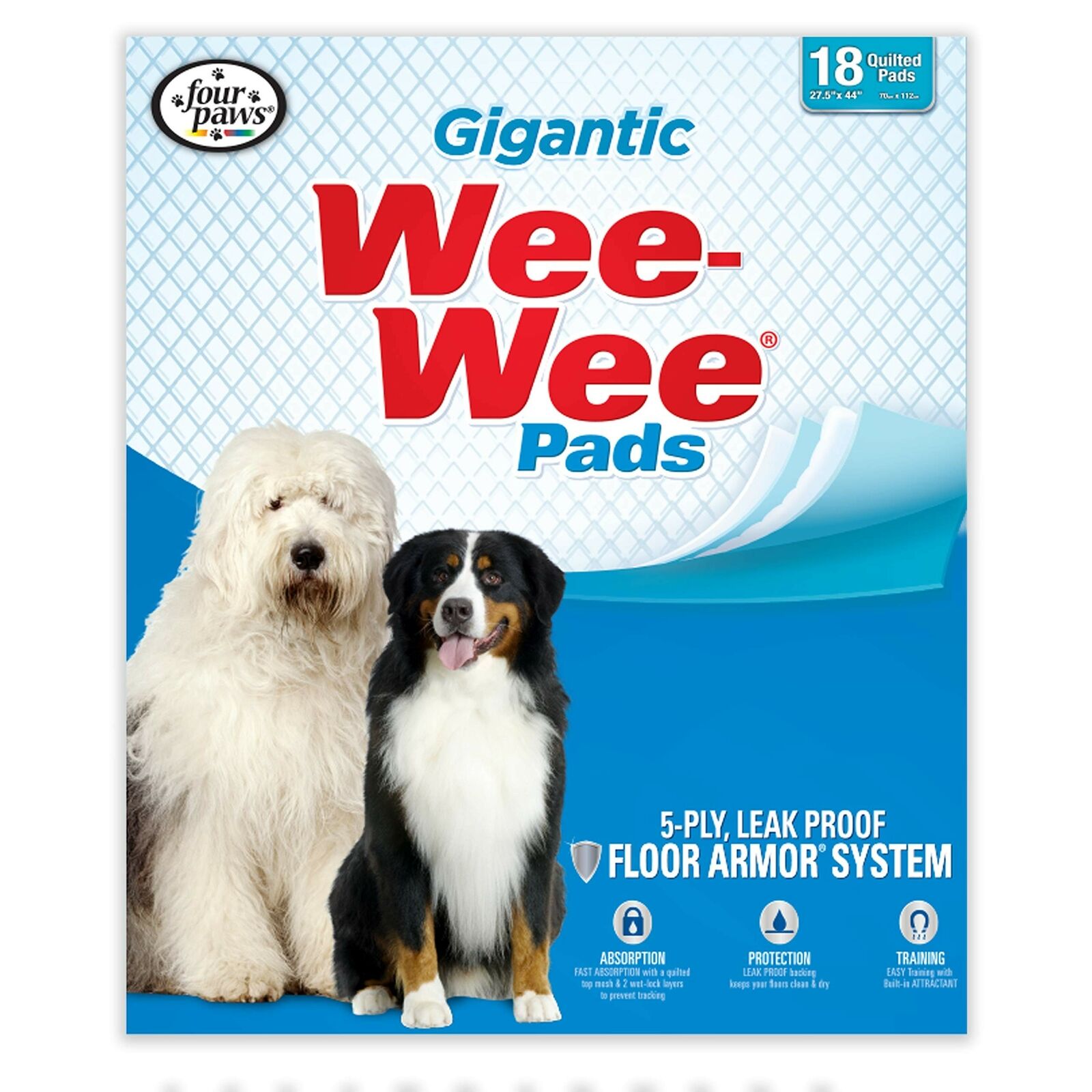 Four Paws WeeWee Puppy Training Gigantic Size 27.5" x 44" Pee Pads for