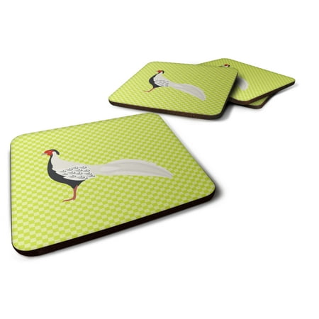 

Carolines Treasures BB7755FC Silver Pheasant Green Foam Coaster Set of 4 3 1/2 x 3 1/2 multicolor