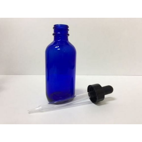 1 - 2oz Blue Glass Bottles with Glass Eye Dropper Dispenser for Essential Oils