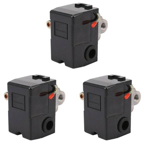 3X Pressure Switch Control Air Compressor 140-175 PSI 4 Port Heavy Duty 26 AMP Black