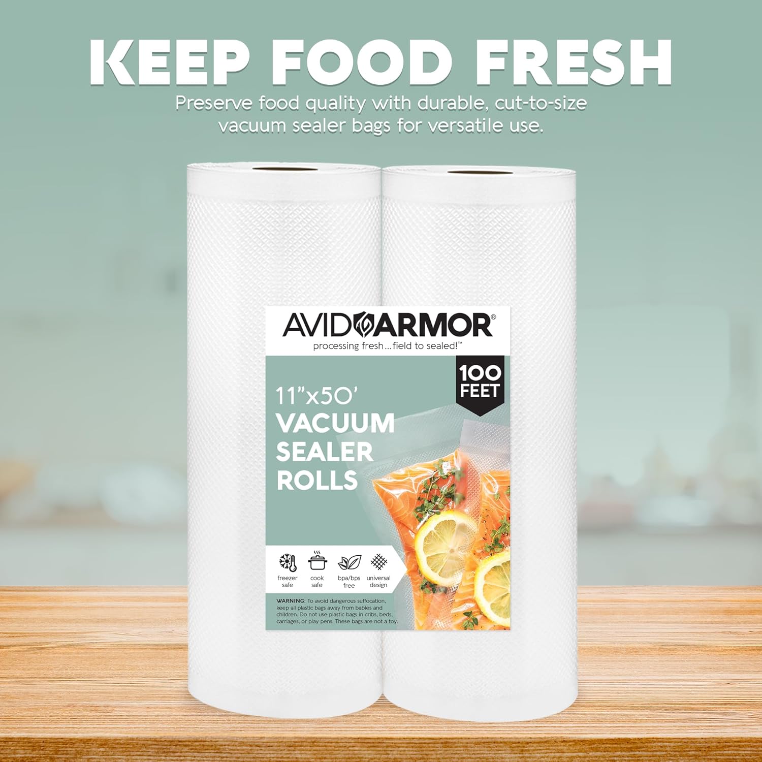 Boxlegend Vacuum Sealer Bags 2 Rolls | 8x50ft & 11x25ft | FoodSaver Compatible