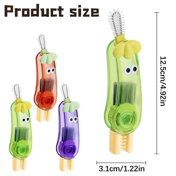4 In 1 Water Bottle Lid Cleaning Brush, Multi Functional Coffee Mug Cap Cleaner Tool for Kitchen Travel Gym Drink Container Gap Washing(Red)