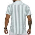 thumbnail image 4 of GrmtClth Button Down Shirt Men Short Sleeve Striped Shirts Casual Cotton Linen Beach Shirts 2026 Summer Stylish Hawaiian Shirts Green XL, 4 of 7