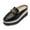 Black, variant on Platform Loafers for Women Slip on Mules with Chain Round Toe Business Work Shoes