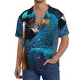 thumbnail image 3 of Honeii 's Modern Style Blue Parrot for men's short-sleeved button-up collared shirt featuring a pocket, perfect for beach vacations, and travel adventures., 3 of 5